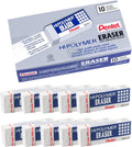 Pentel Hi-Polymer Block Eraser, Large, White, Pack of 10