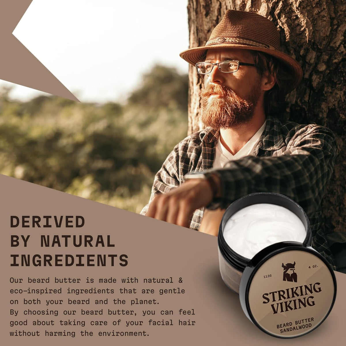 Striking Viking Beard Butter for Men, Sandalwood Scent, 4 oz - view 3