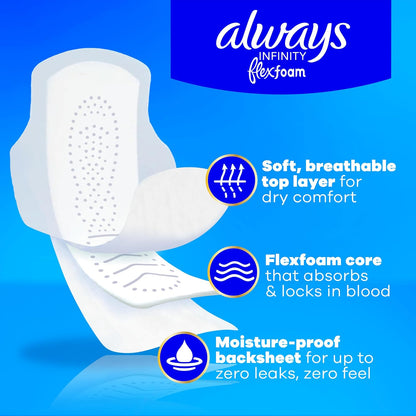 Always Infinity Pads Size 2 Regular with Wings, Unscented, 46 Count - view 2