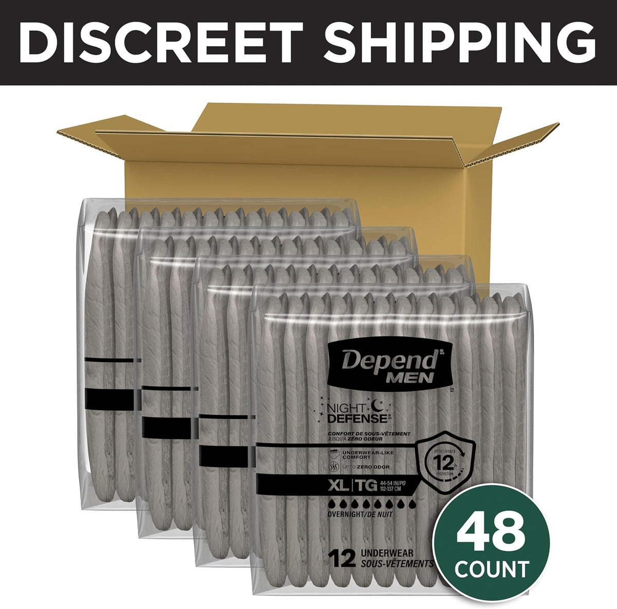 Depend Night Defense Incontinence Underwear for Men, XL, 48 Count - view 2