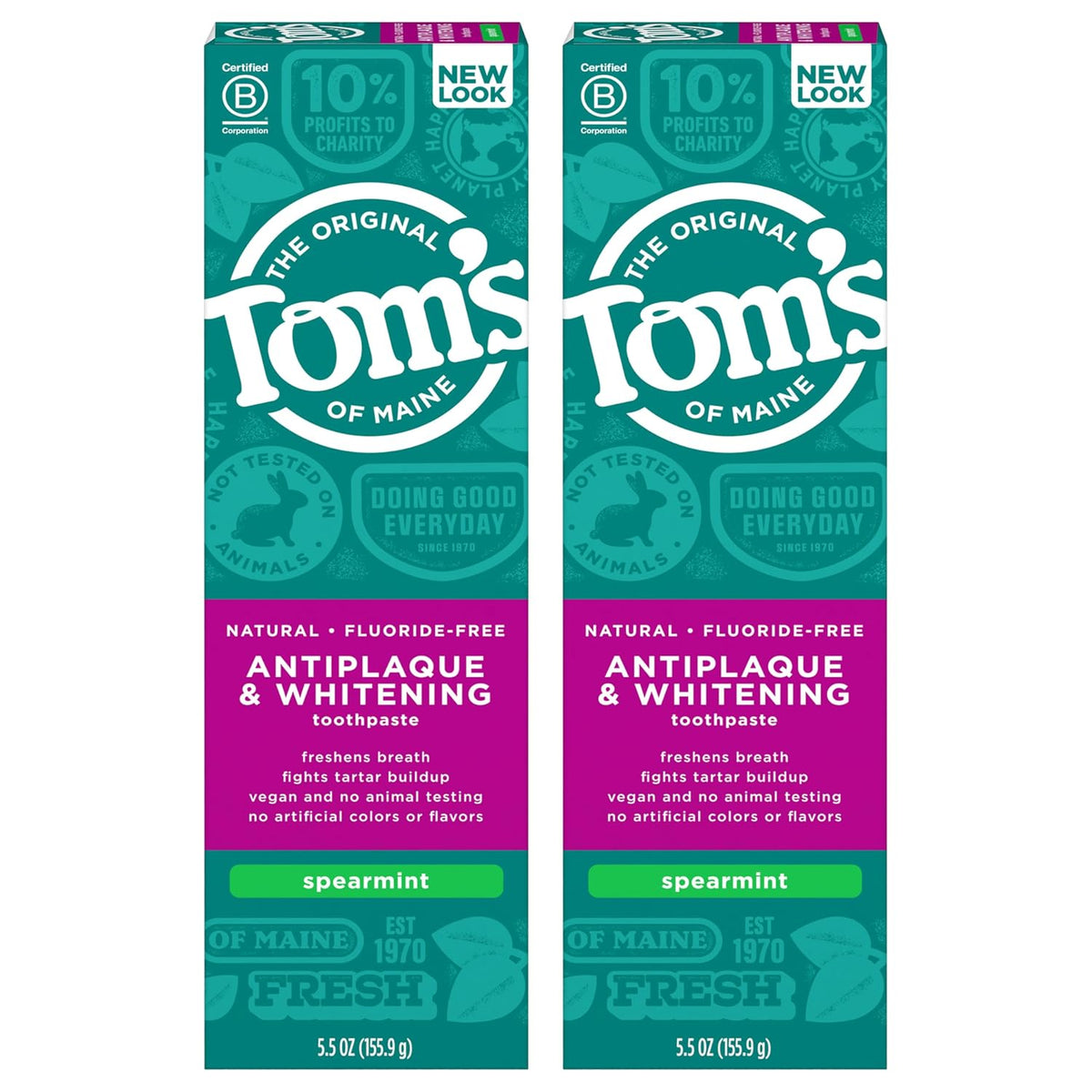 Tom's of Maine Antiplaque Whitening Fluoride-Free Toothpaste 5.5 oz, 2 Count — product view