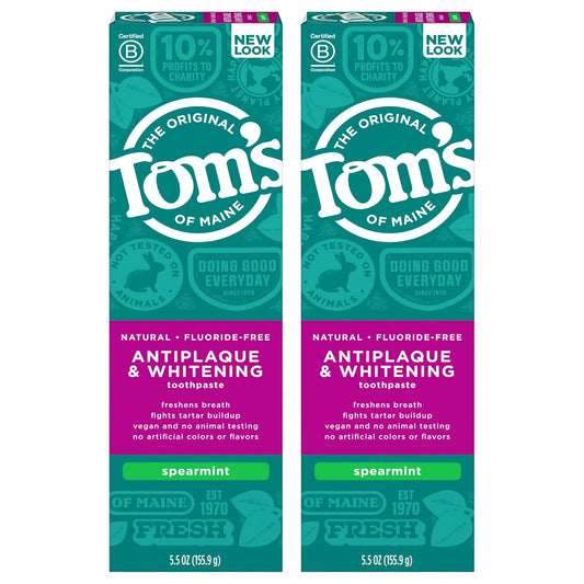Tom's of Maine Antiplaque Whitening Fluoride-Free Toothpaste 5.5 oz, 2 Count
