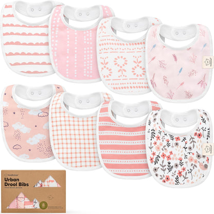 KeaBabies Organic Cotton Baby Bibs, 8 Pack, Sweet Charm