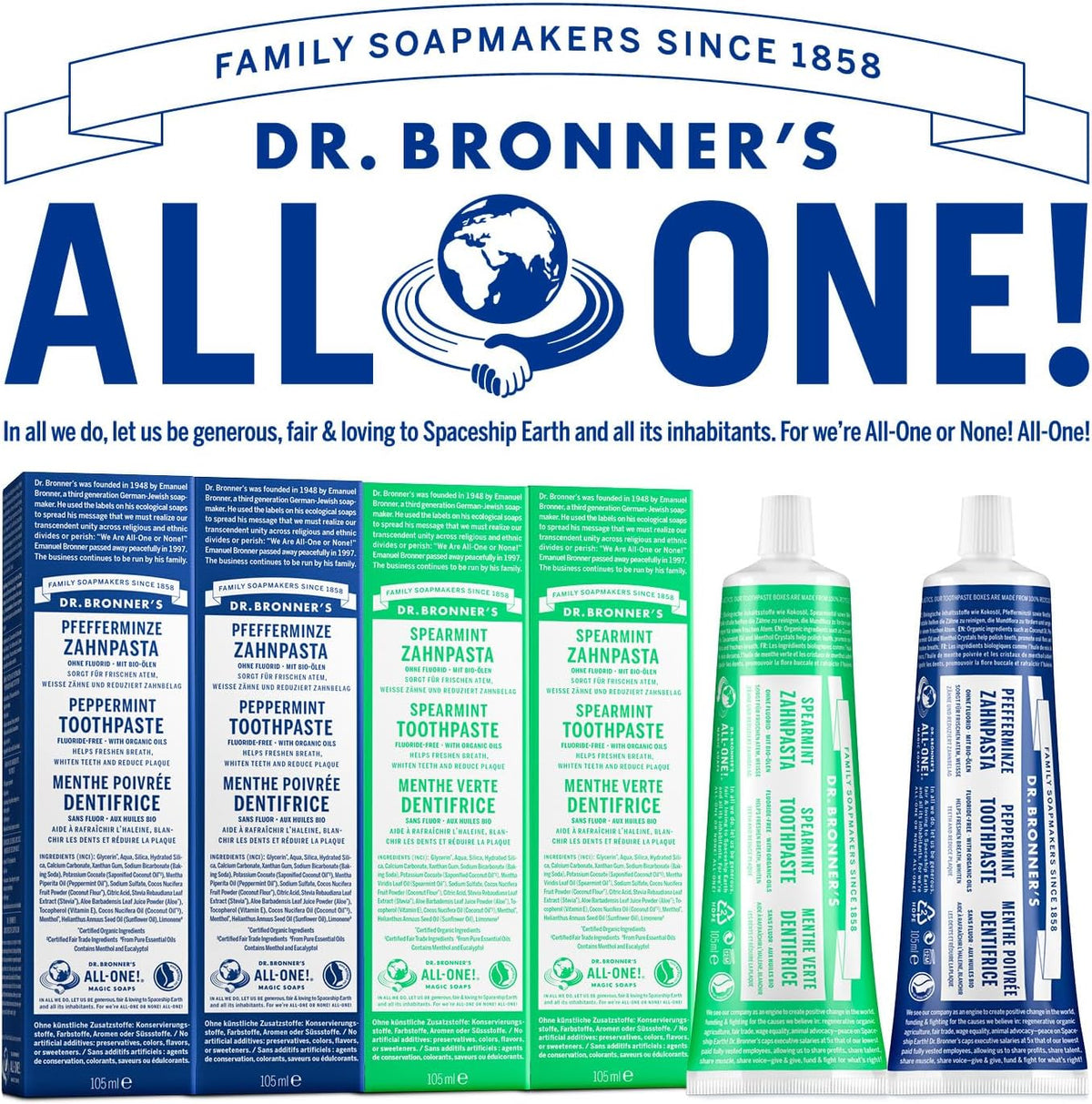 Dr. Bronner's All One Peppermint Toothpaste 105 ml Pack of 2 - view 6