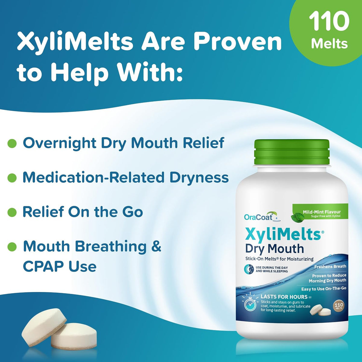 XyliMelts Dry Mouth Relief Discs, Mild Mint, 110 Count - view 3