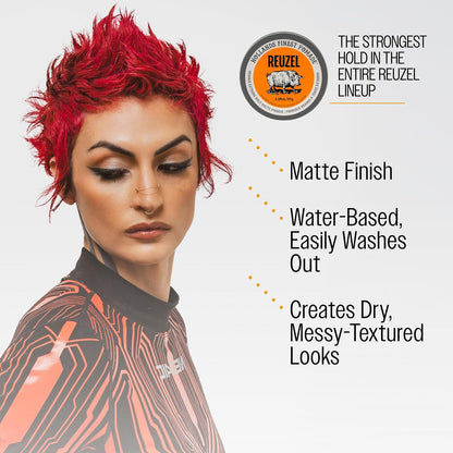 Reuzel Orange Extreme Hold Matte Pomade for Men, 95 g (3.38 oz) - view 6