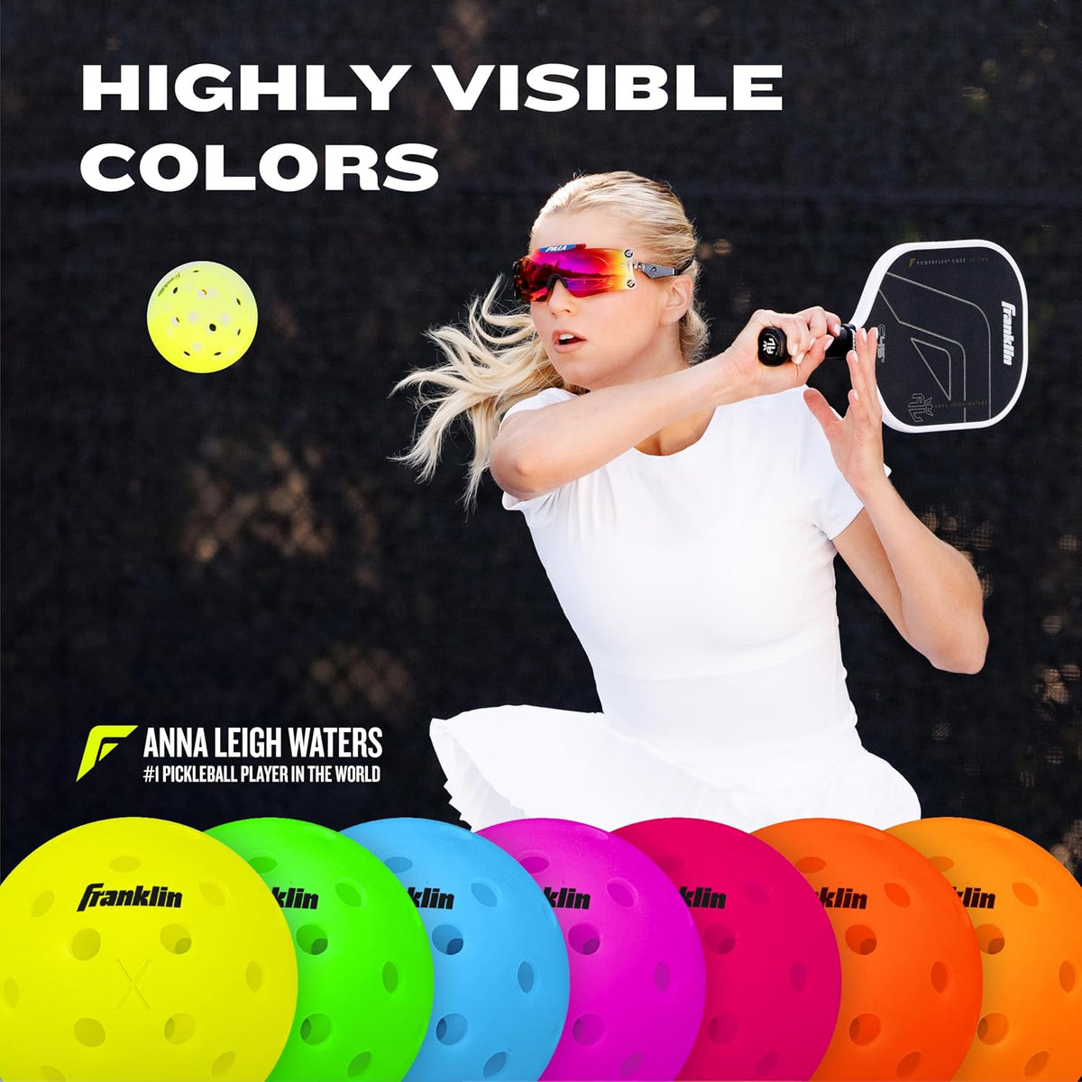 Franklin Sports X-40 Outdoor Pickleballs, Optic Yellow - Pack of 3 - view 4