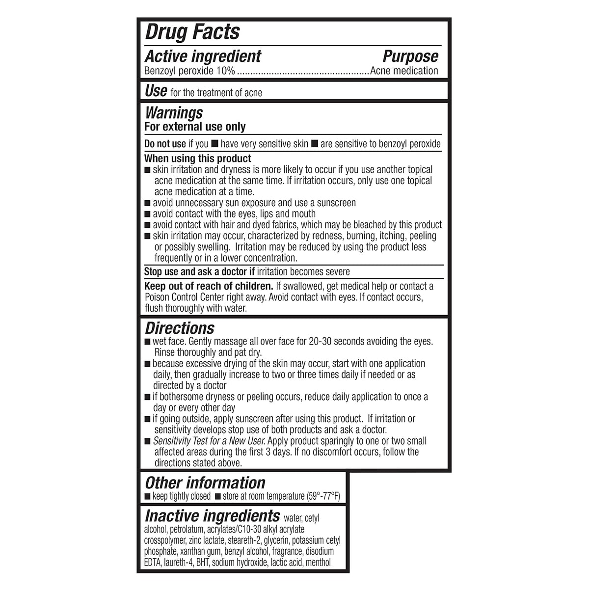 Amazon Basics Daily Acne Control Cleanser 10% Benzoyl Peroxide 5 oz (141 g)