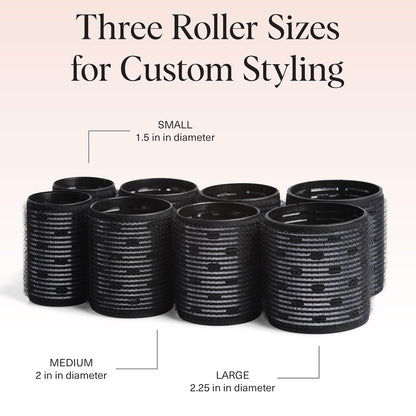 Kitsch Ceramic Hair Rollers for Women, Black, 8 Count - view 5