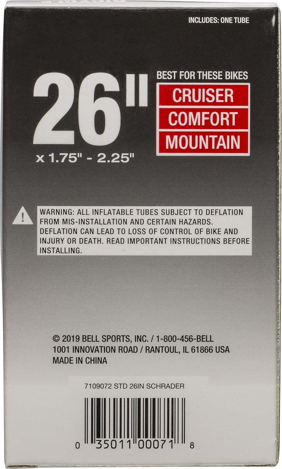 Bell Bike Inner Tube, 26 x 1.75-2.25 Inch, Schrader Valve - view 6