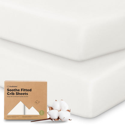 KeaBabies Cot Sheets, Fitted, Pack of 2, 52 x 28 Inch, Soft White