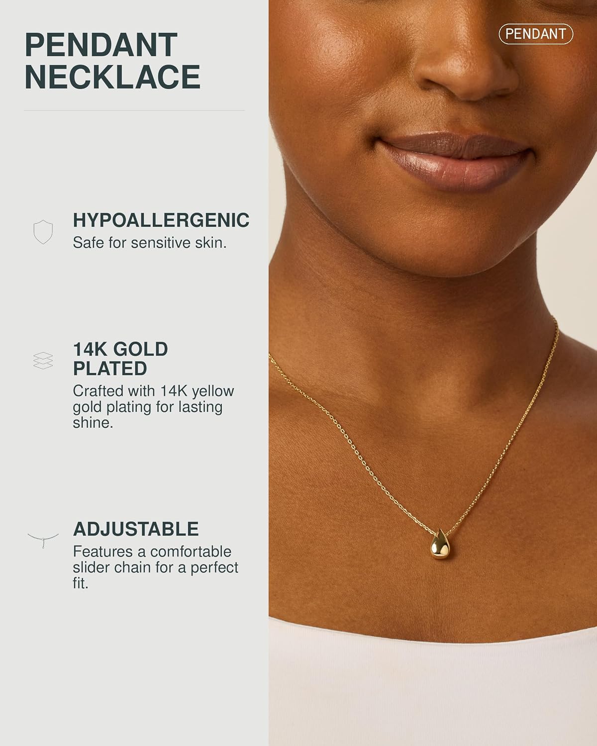 PAVOI 14K Gold Plated Dainty Pendant Necklace, Yellow Gold, Y — alternate product view