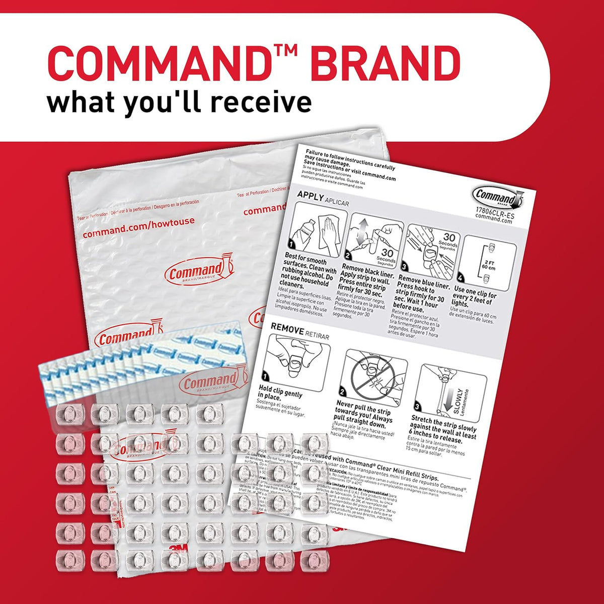 Command Clear Indoor Mini Light Clips Value Pack, 45 Clips and 54 Strips - view 3