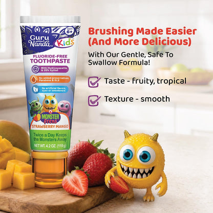 GuruNanda Kids Toothpaste, Strawberry Mango Flavour, Ages 6+, 4.2 oz - view 5