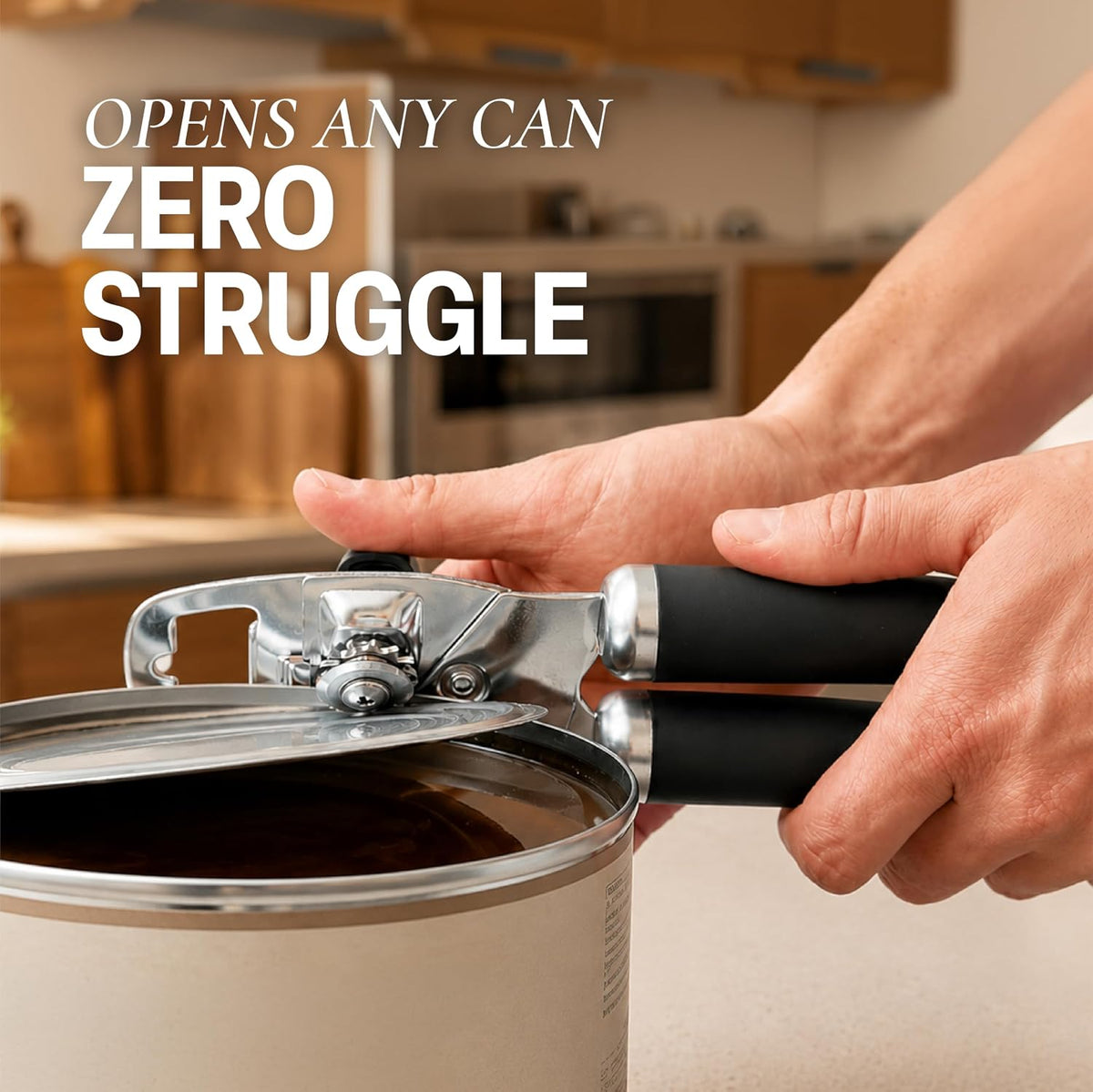 Zulay Kitchen Manual Can Opener, Stainless Steel, Black - view 5
