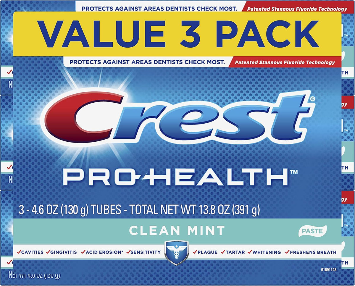 Crest Pro-Health Smooth Formula Toothpaste, Clean Mint, 130 g (4.6 oz), Pack of 3 — product view