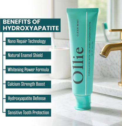 Ollie 10% Nano Hydroxyapatite Toothpaste, Fluoride Free, Clean Mint - view 2