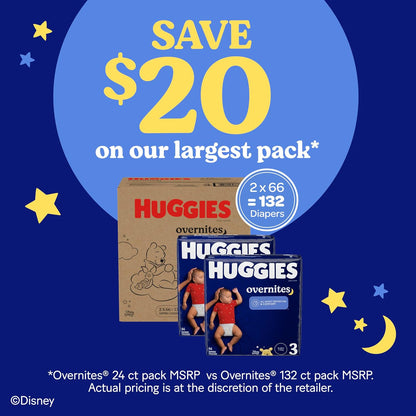 Huggies Overnites Nappies, Size 3, 132 Count (2 Packs of 66) - view 5