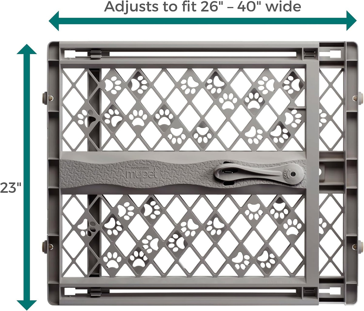 MYPET Paws Portable Pet Gate, 26-40 in Wide, 23 in Tall, Fieldstone Grey - view 4