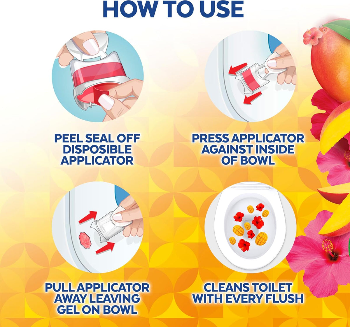 Lysol Click Gel Toilet Bowl Cleaner, Gel Stamp, Mango, 6 Count - view 4