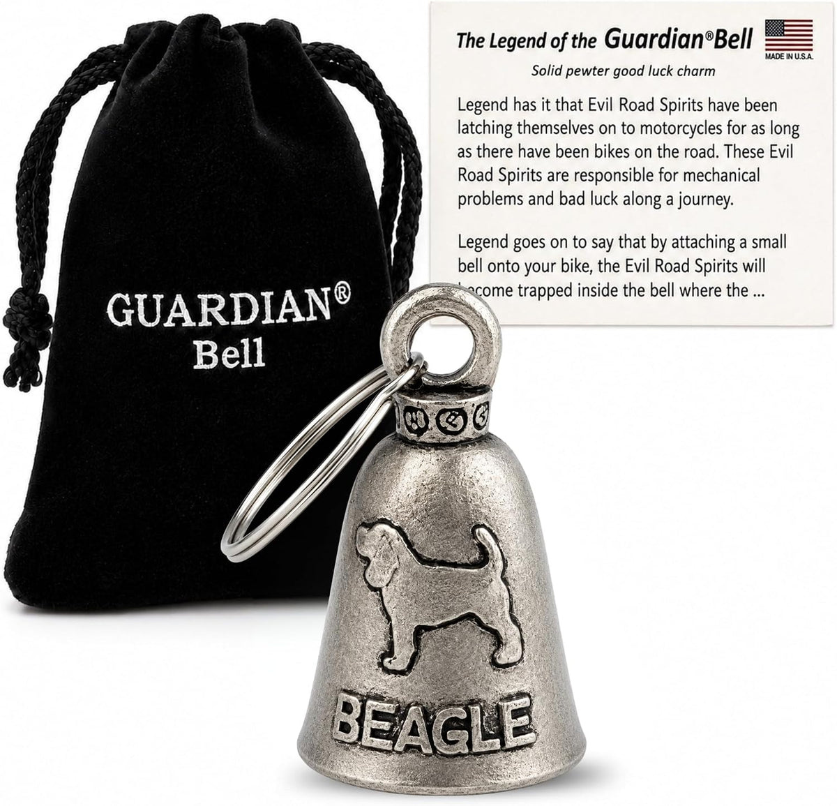 Guardian Bell Dog Good Luck Bell with Keyring and Gift Bag — product view