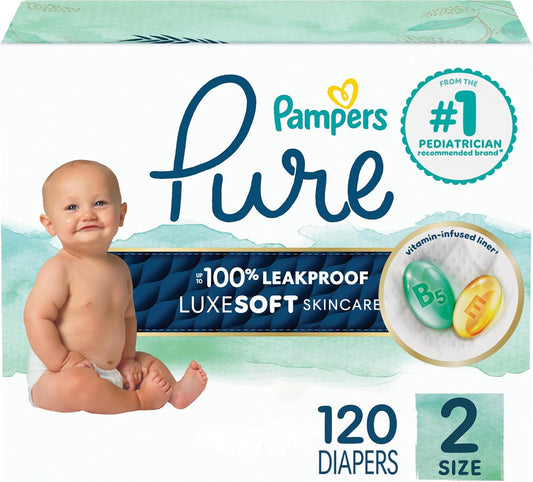 Pampers Pure Nappies Size 2 (12-18 lbs), 120 Count