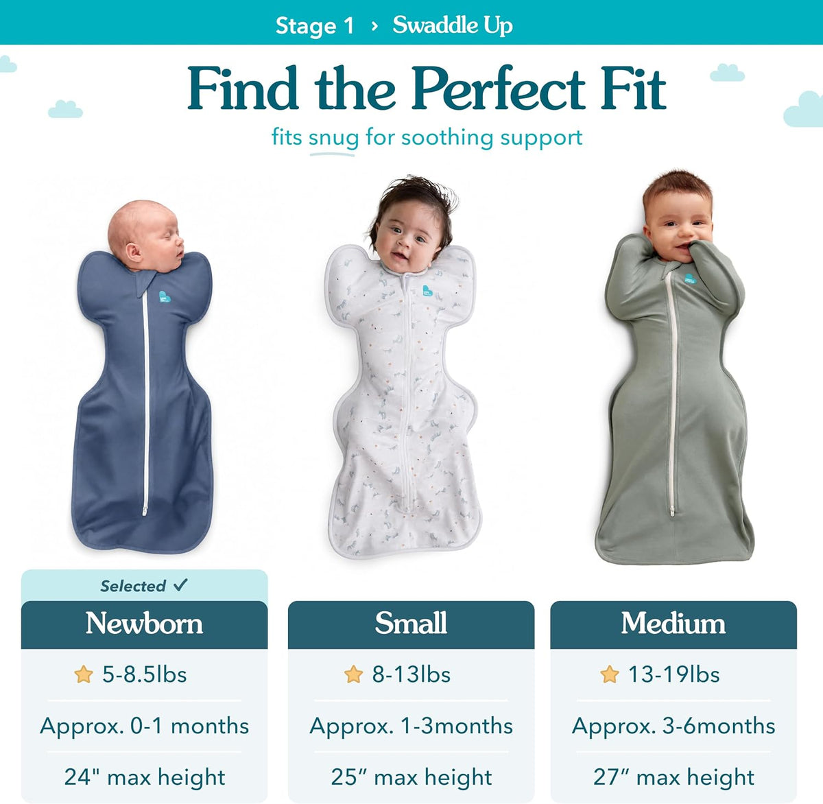 Love to Dream Swaddle Up Organic Sleep Sack, Newborn 5-8.5 lbs, Cream, 1.0 Tog - view 3