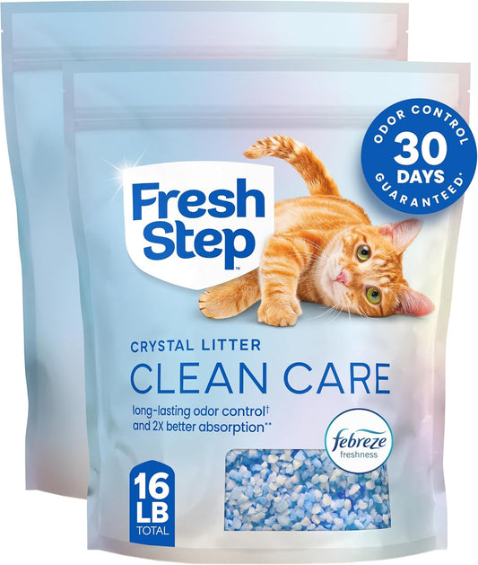 Fresh Step Clean Care Crystal Cat Litter, 8 lb, Pack of 2