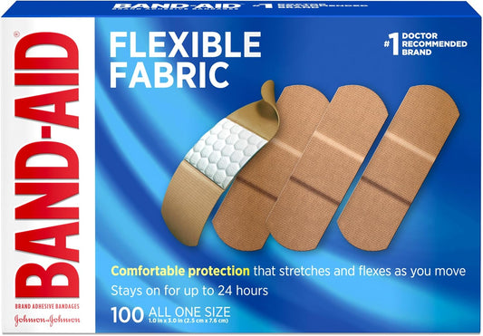 Band-Aid Flexible Fabric Adhesive Bandages, 1 x 3 in, 100 Count