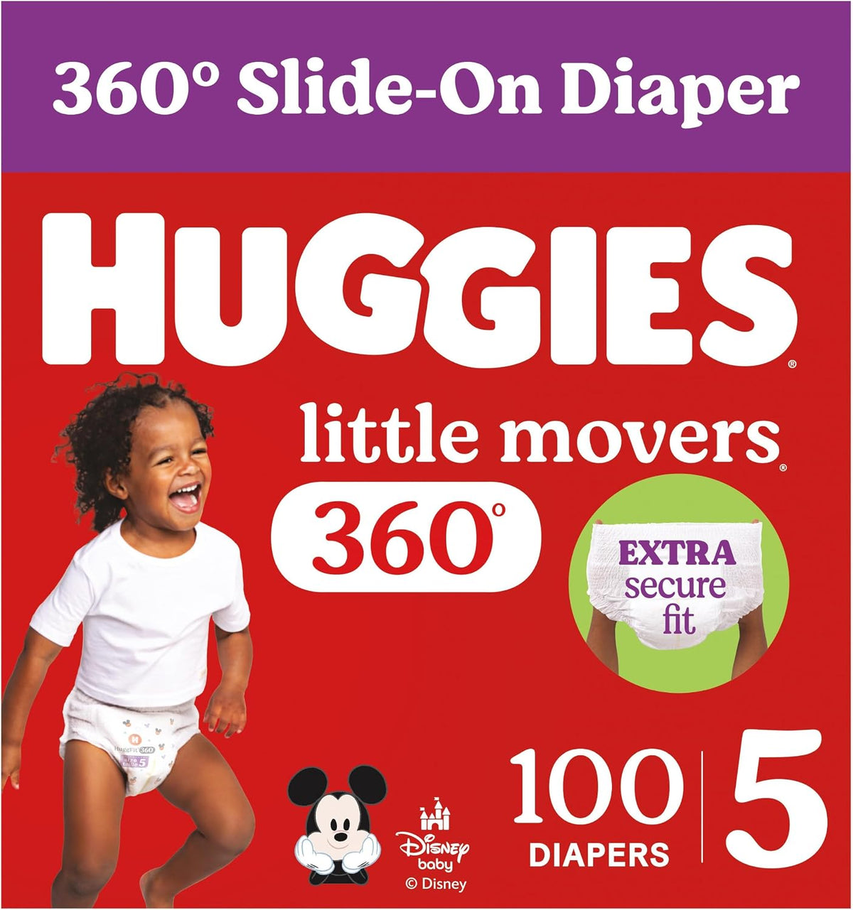 Huggies Little Movers HuggFit 360 Slip-On Nappies, Size 5, 100 Count — product view