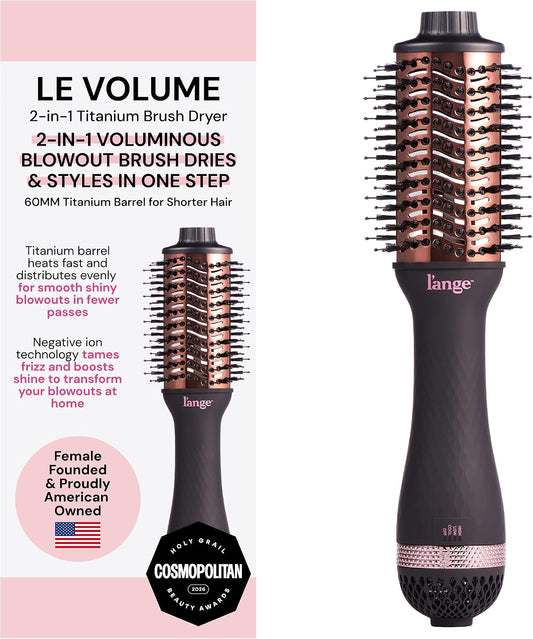 L'ANGE HAIR Le Volume 2-in-1 Titanium Blow Dryer Brush, Black, 60 mm