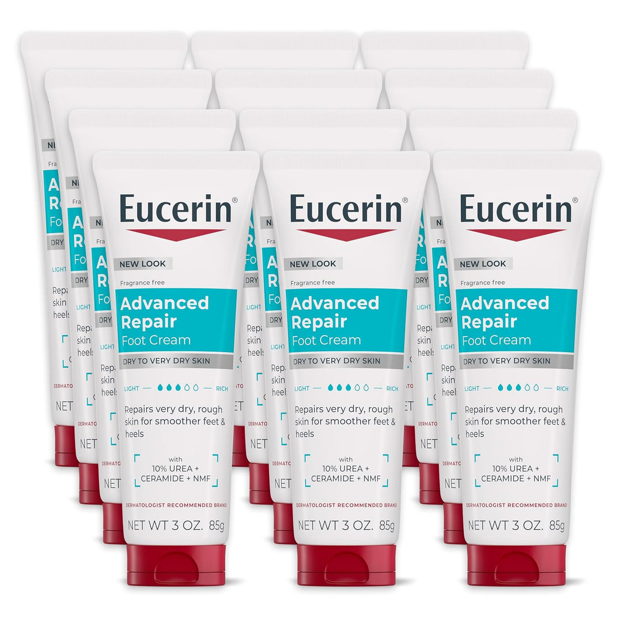 Eucerin Advanced Repair Foot Cream with 10% Urea, 12 x 3 oz