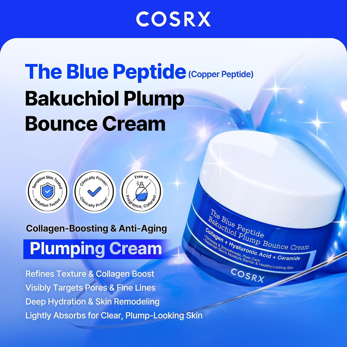 COSRX The Blue Peptide Bakuchiol Plump Bounce Cream 50g - view 2