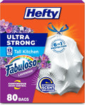 Hefty Ultra Strong 13 Gallon Kitchen Bin Bags, Fabuloso Lavender, 80 Count
