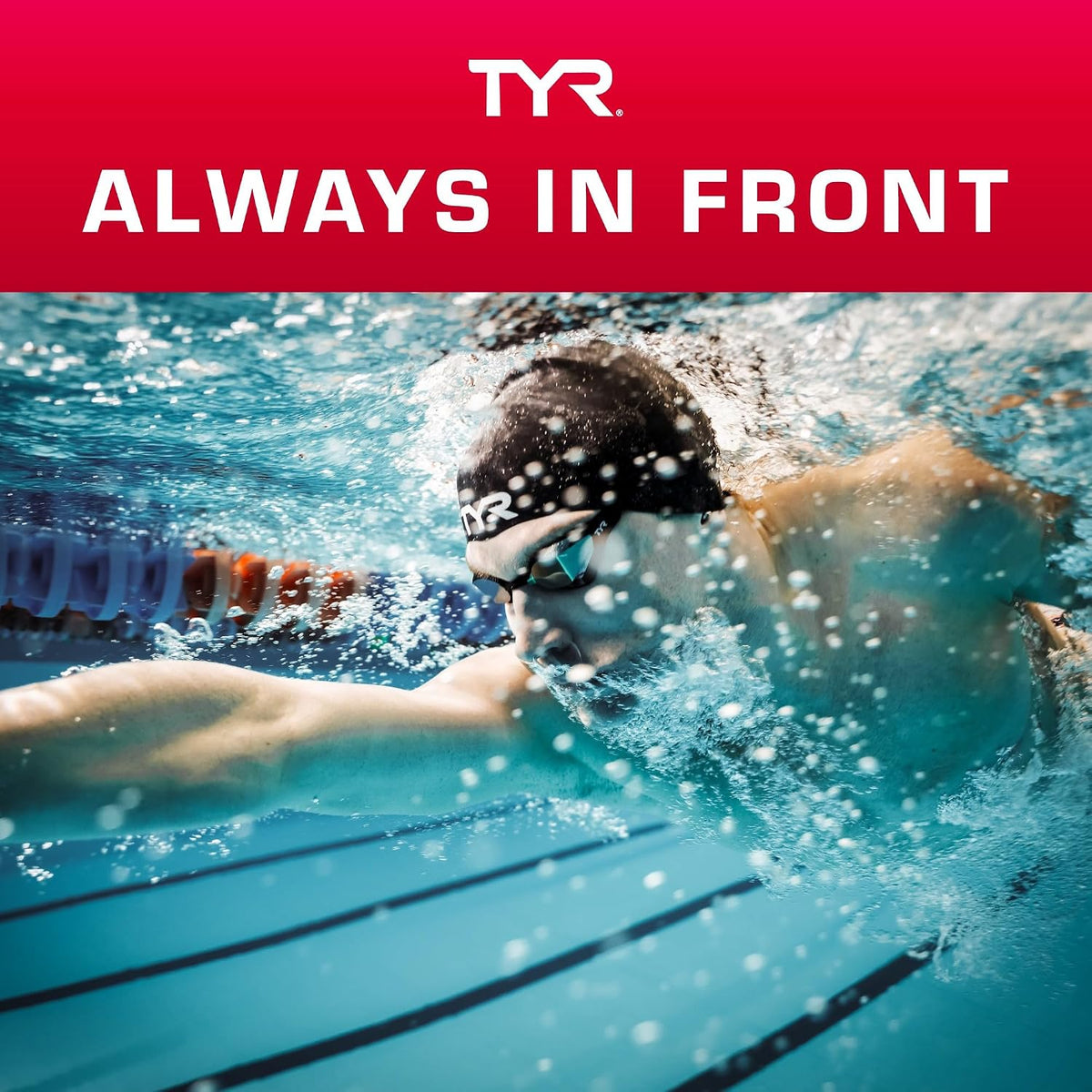 TYR Adult Silicone Long Hair Swim Cap, Black - view 6