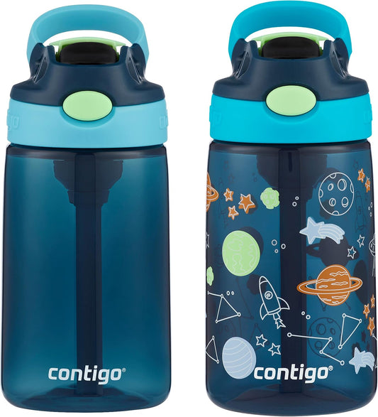 Contigo Kids Straw Water Bottle, Blueberry, 14 oz, Pack of 2