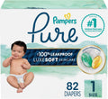 Pampers Pure Nappies Size 1 (8-14 lbs), 82 Count