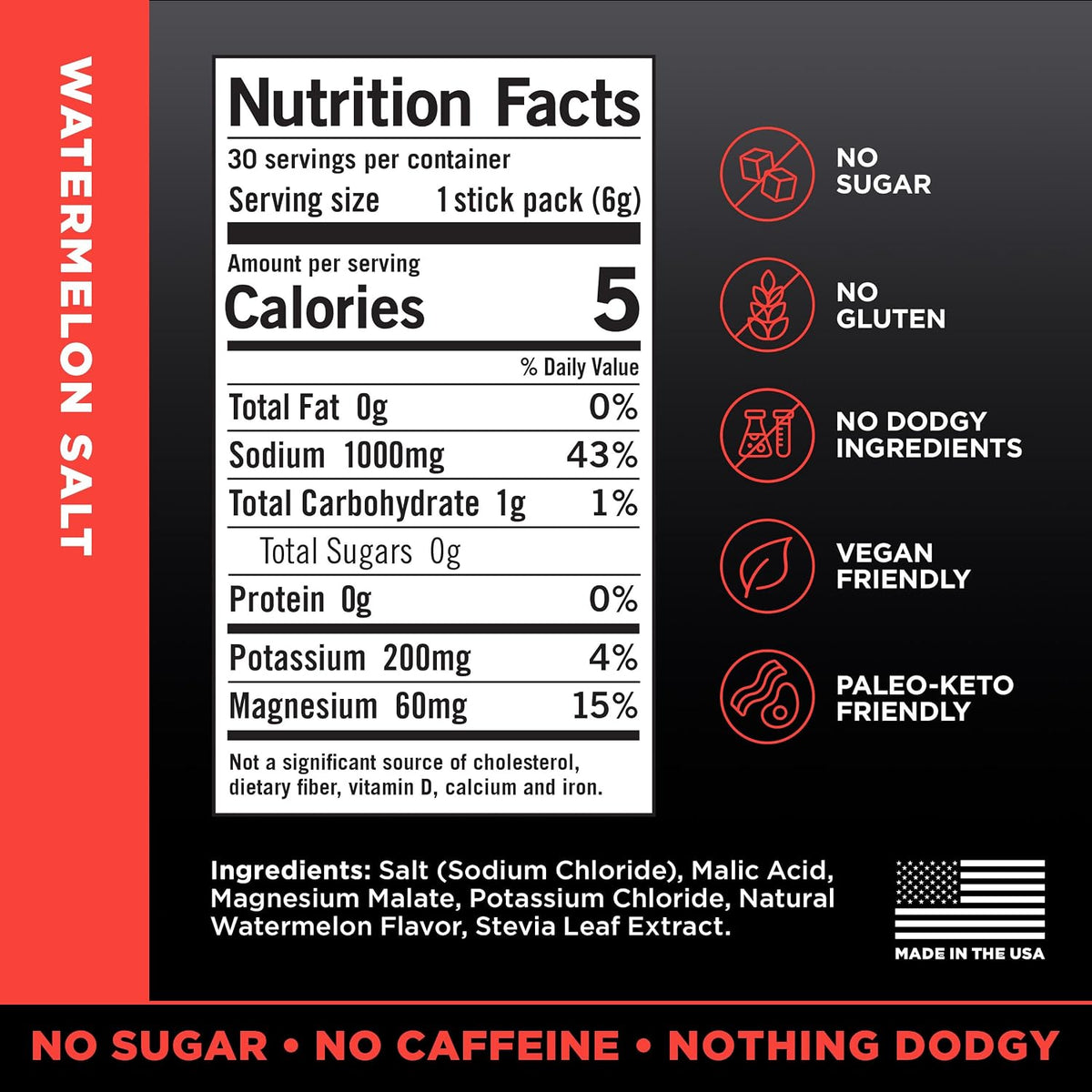 LMNT Zero Sugar Electrolyte Drink Mix Watermelon Salt 30 Count — alternate product view