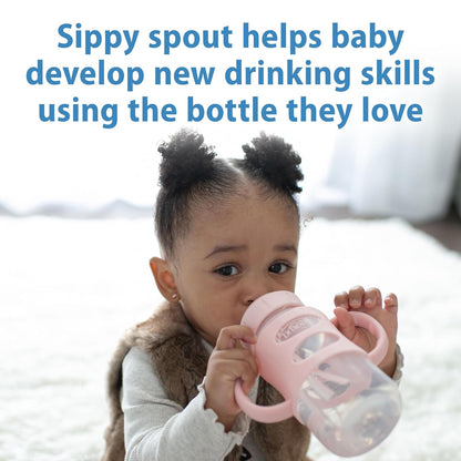 Dr. Brown's Wide-Neck Sippy Spout Bottle with Handles, Pink & Ecru, 2 Pack - view 4