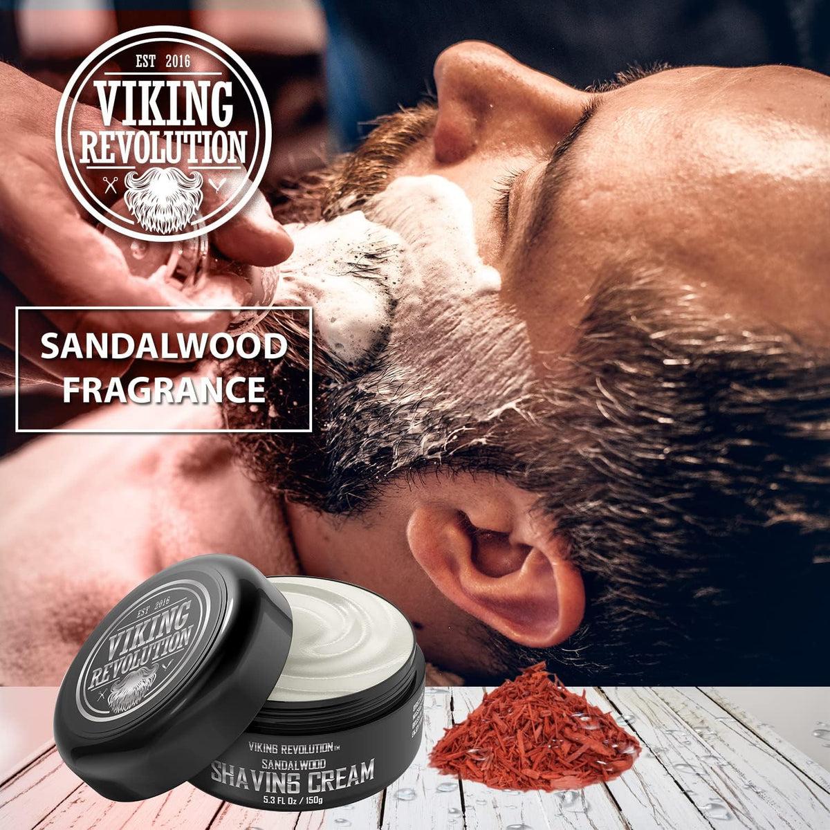 Viking Revolution Shaving Cream for Men, Sandalwood, 5.3 oz - view 4