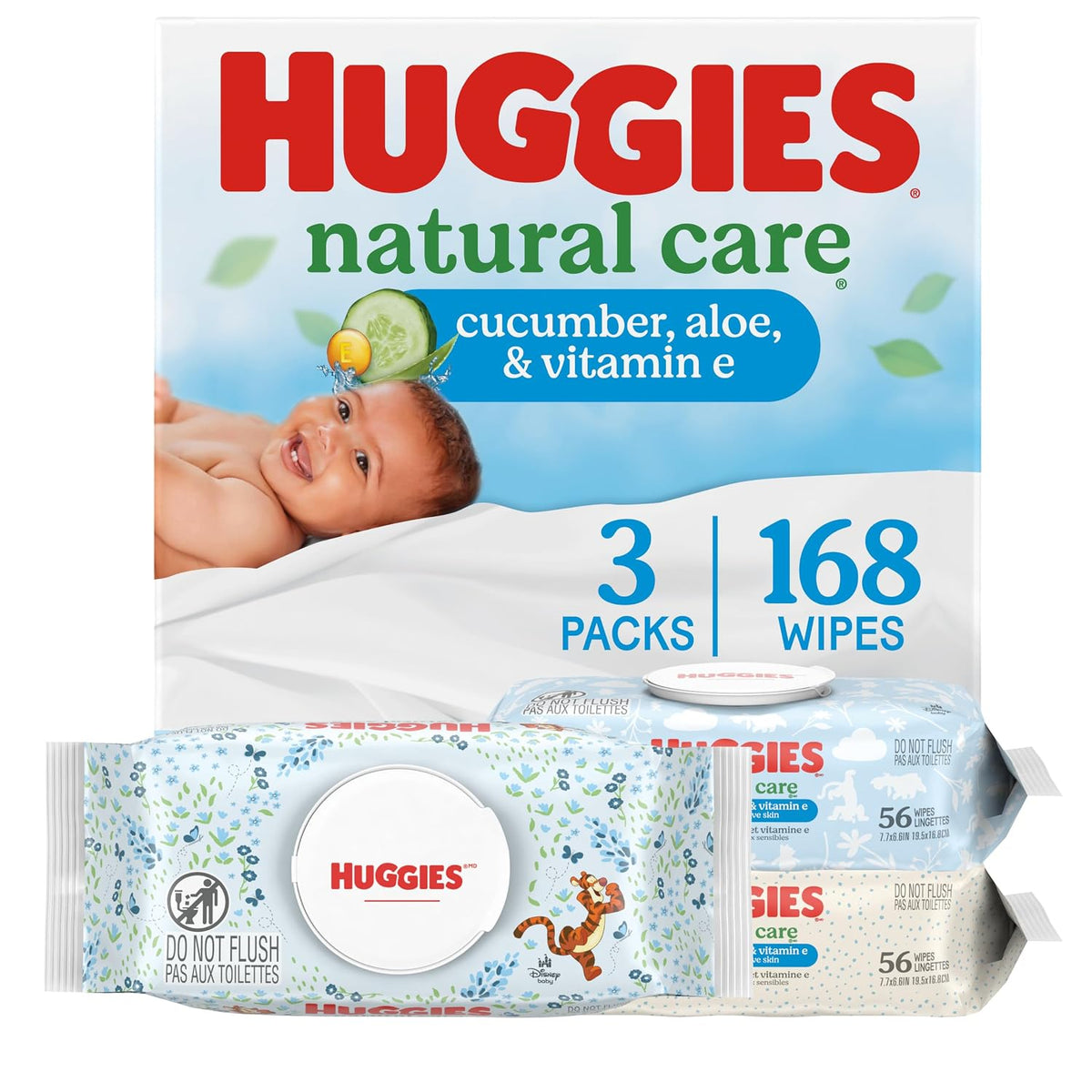 Huggies Natural Care Cucumber, Aloe & Vitamin E Baby Wipes, 168 Wipes — product view