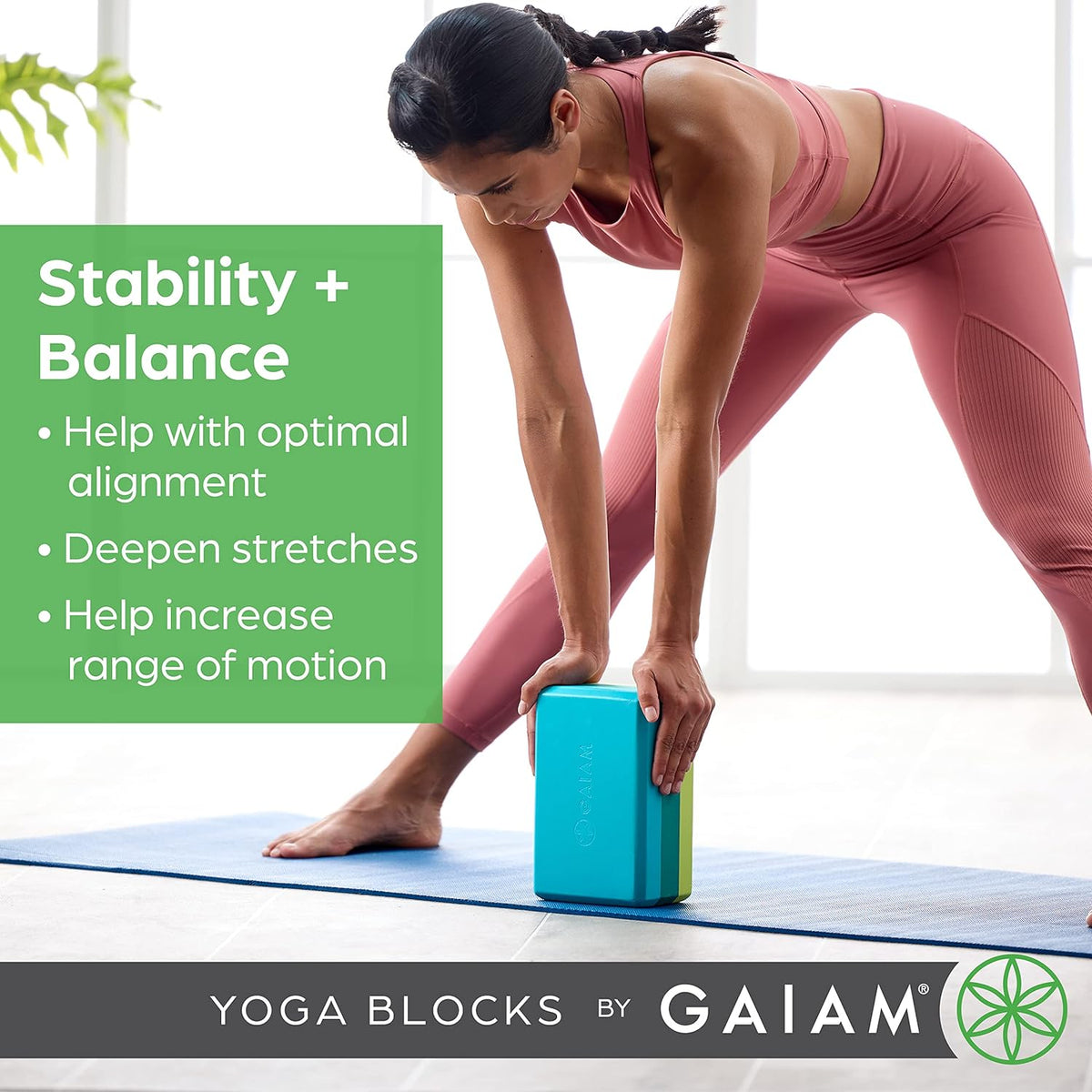 Gaiam Foam Yoga Block, Black, Latex-Free EVA - view 2