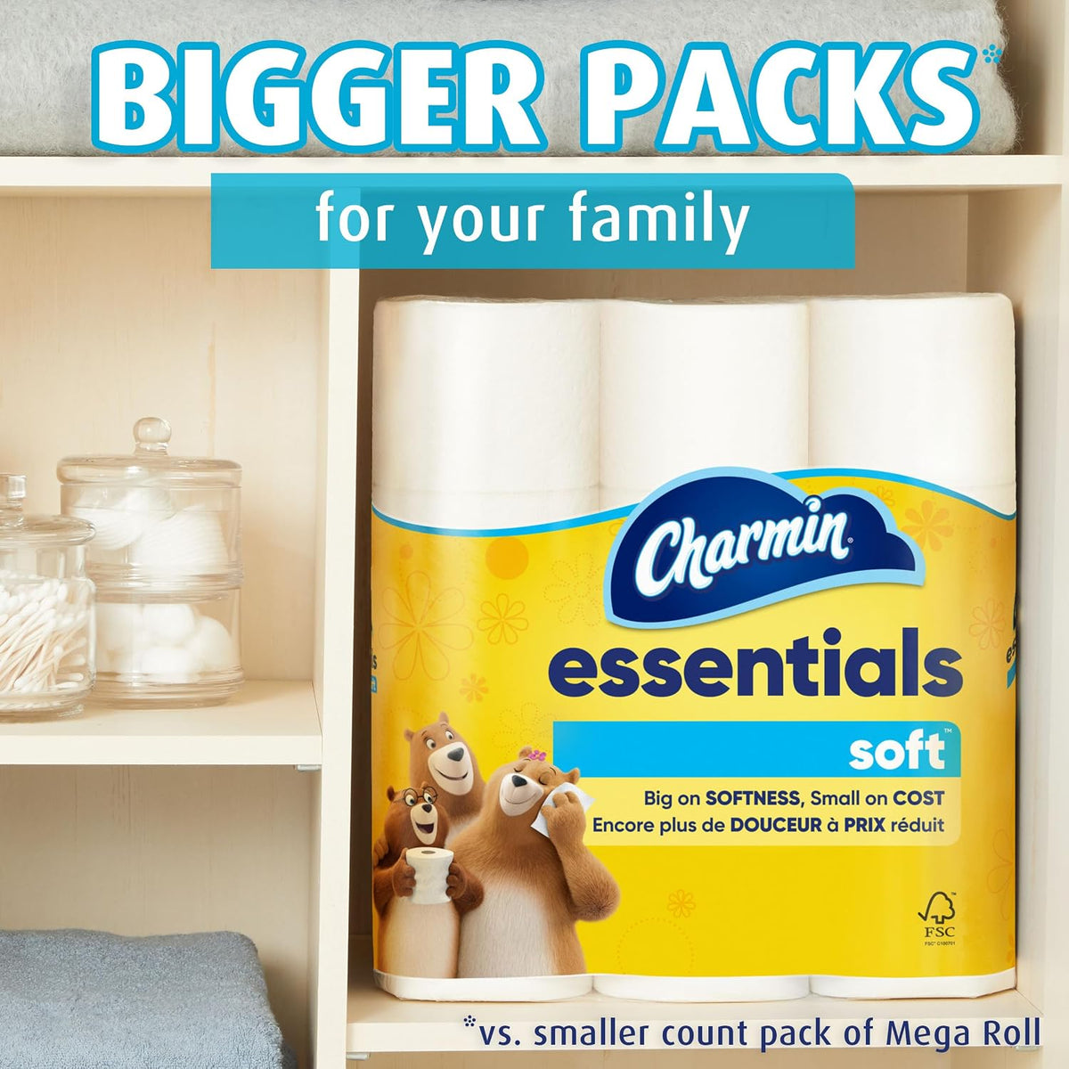 Charmin Essentials Soft Toilet Paper, 6 Mega Rolls, 330 Sheets Each - view 6