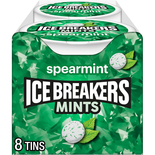 Ice Breakers Sugar Free Mints Spearmint 1.5 oz Pack of 8