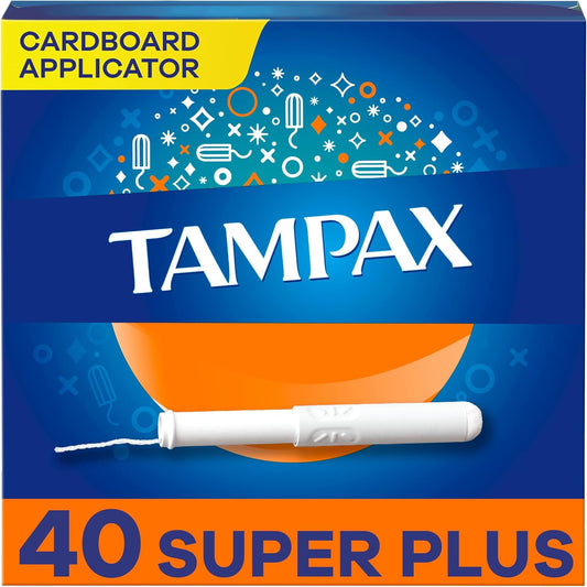 Tampax Cardboard Applicator Tampons Super Plus Unscented 40 Count