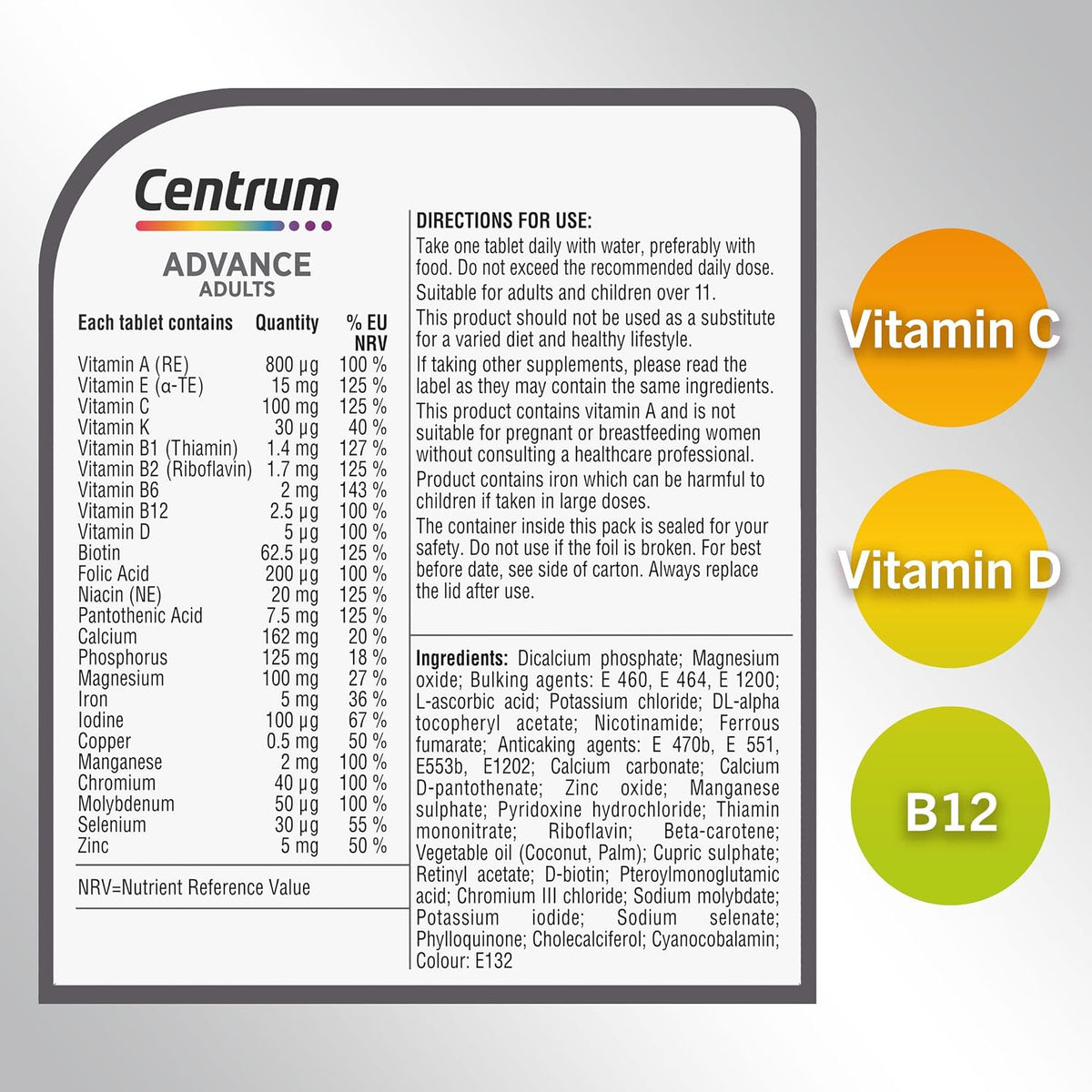 Centrum Advance Multivitamin Tablets, 24 Nutrients, 60 Count — alternate product view