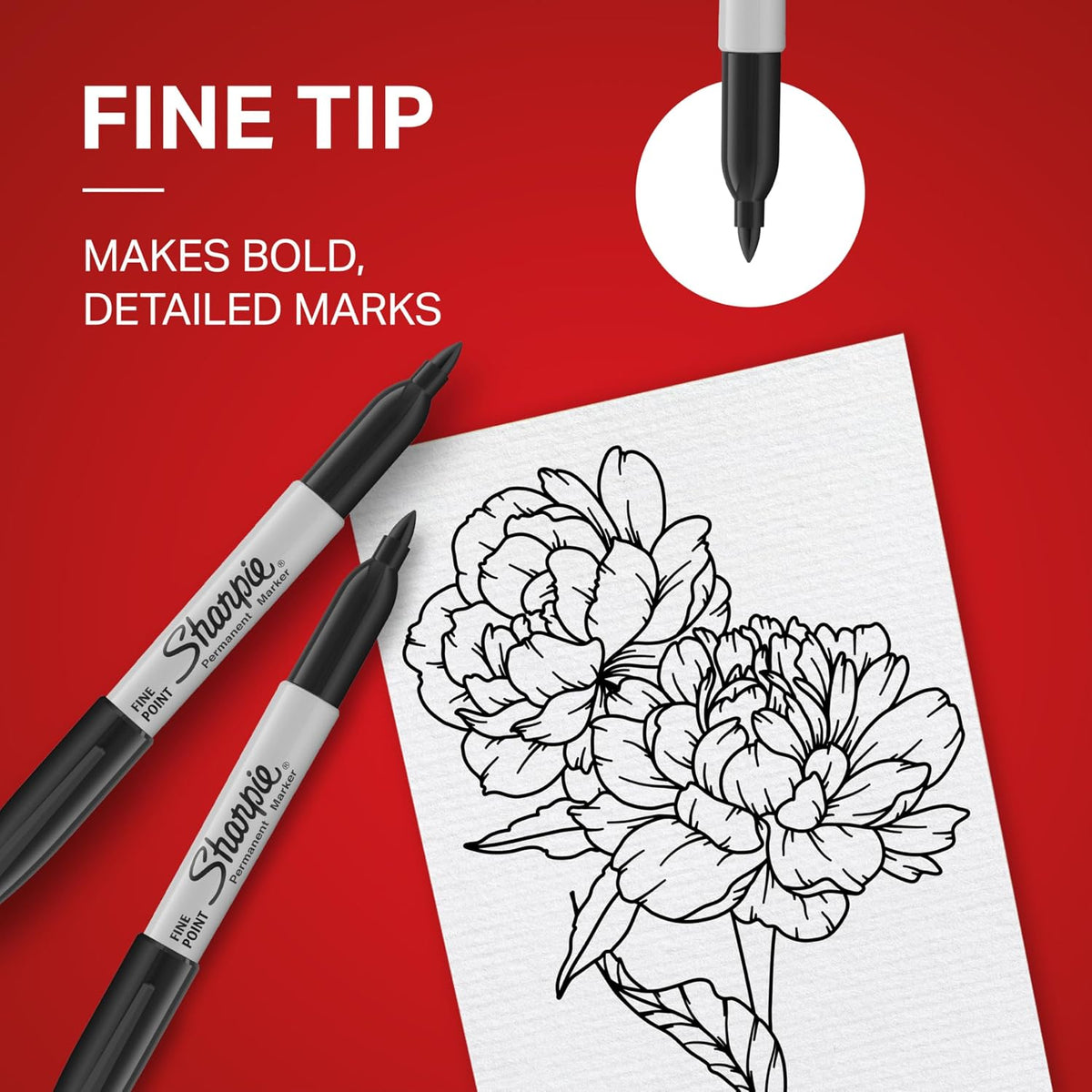 Sharpie Permanent Markers, Fine Tip, Black, 12 Count - view 3