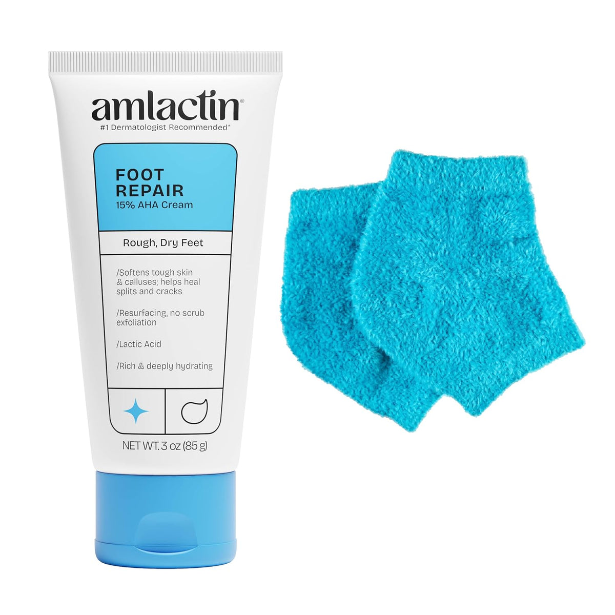 AmLactin Foot Repair Cream with 15% Lactic Acid & Moisturising Socks, 85 g (3 oz) — product view