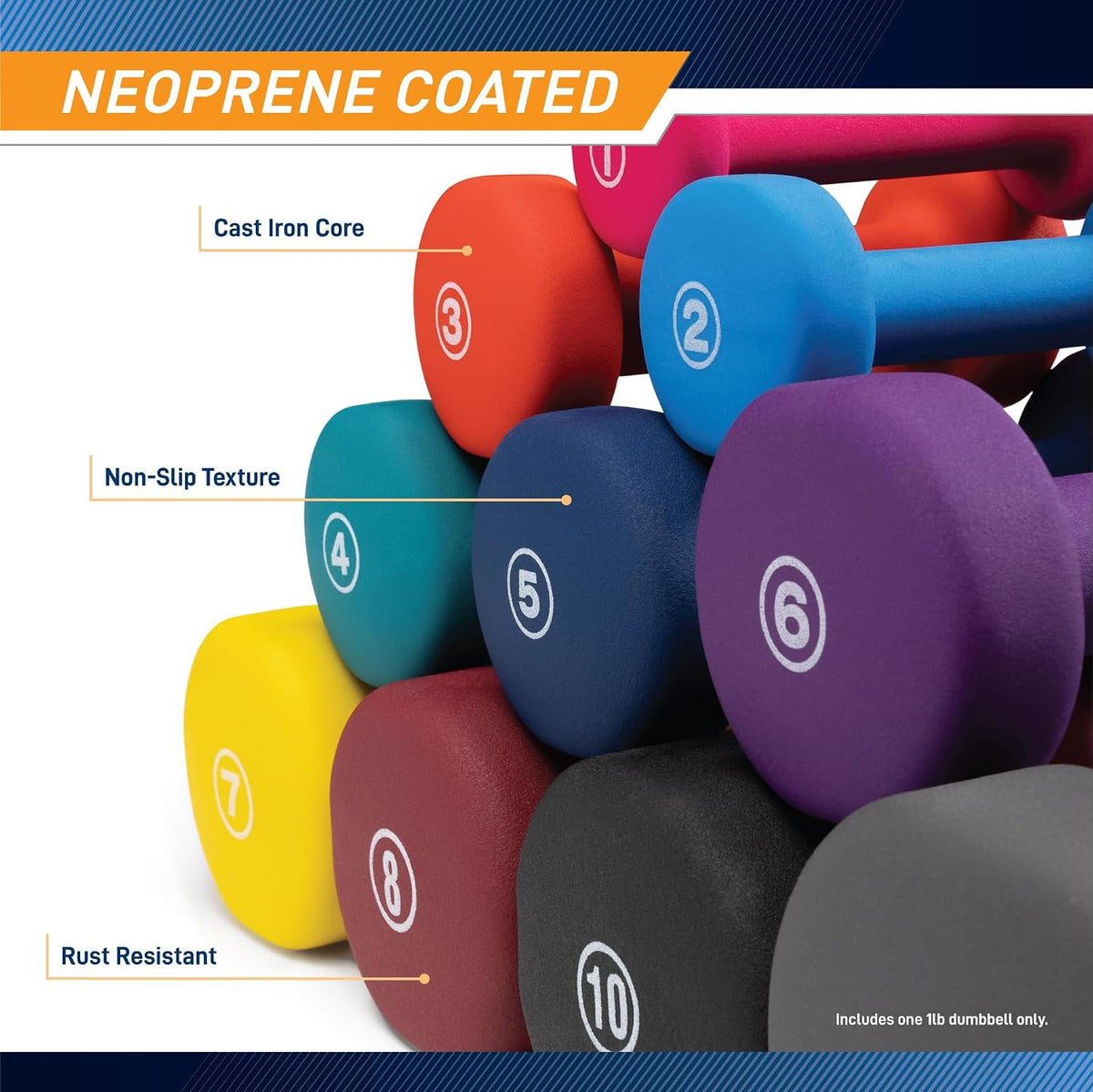 Marcy Neoprene Dumbbell 1 lb - Single, Fuchsia - view 4