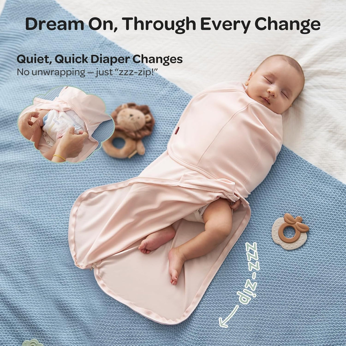 Momcozy Quiet Fastener Newborn Swaddle, 0-3 Months, Bloom - view 6